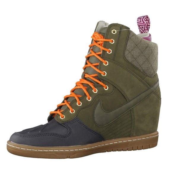 Nike Shoes - Rare VTG Nike Dunk Sky Hi Wedge Sneaker Boots Dark Loden Olive Green Womens 9 40